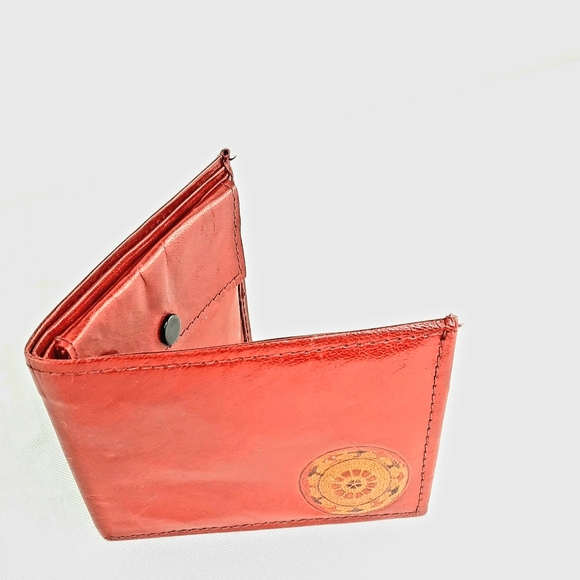 Small Red Leather Bohemian Wallet - Picture 6 of 8